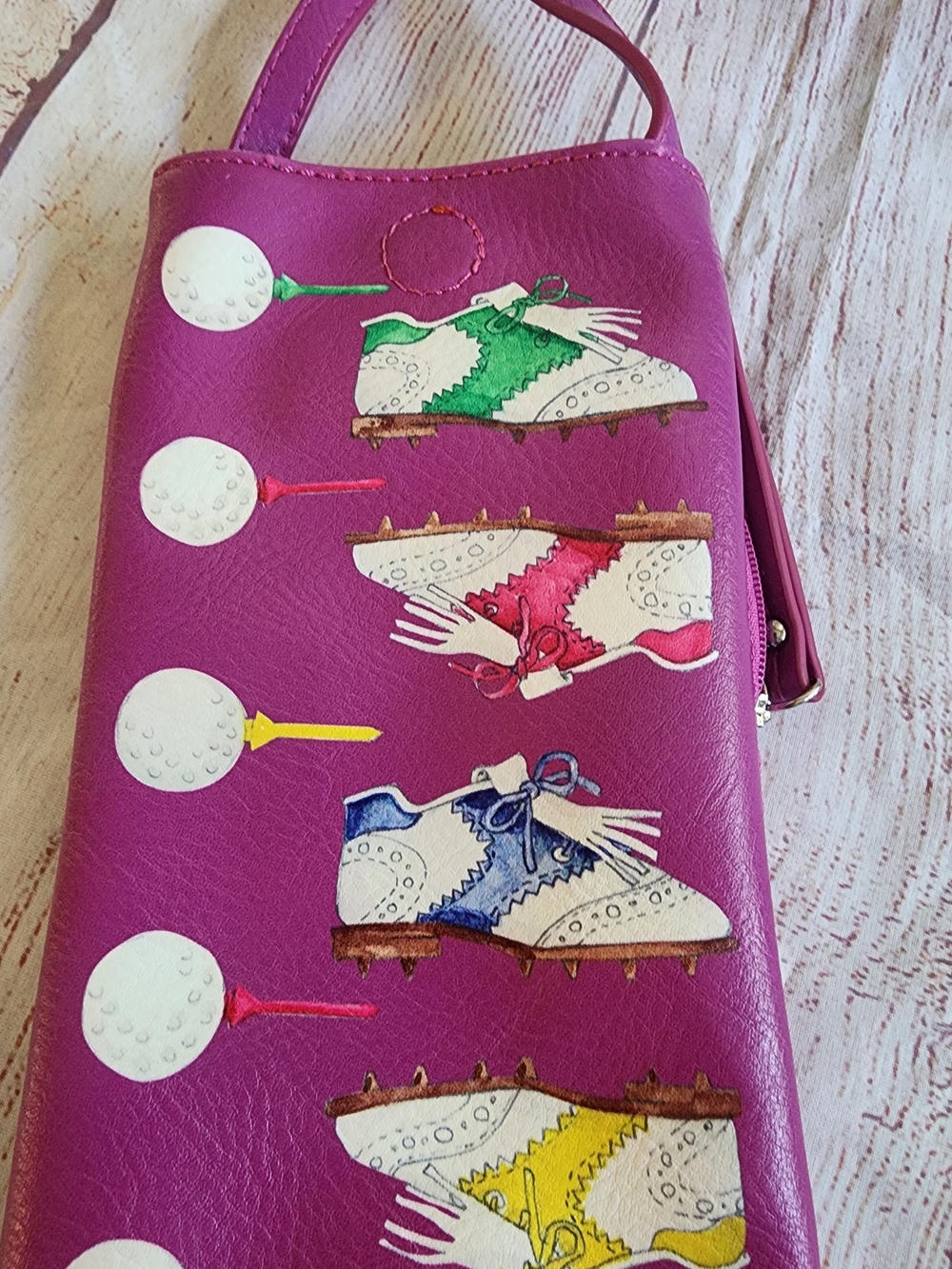 Purple Golf Shoe Crossbody Bag with Colorful Motif